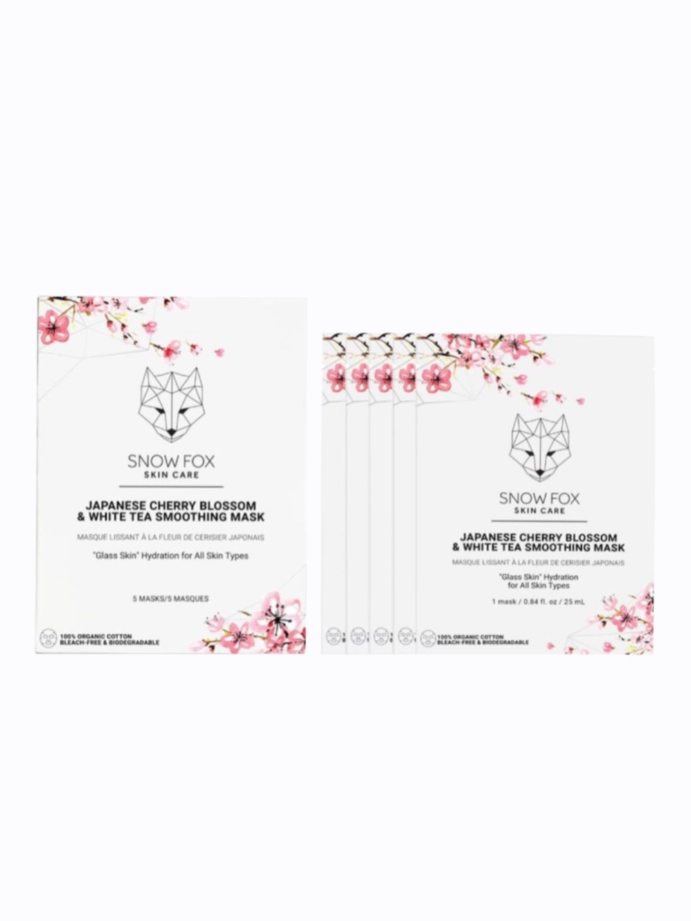 Snow Fox Skincare Japanese Cherry Blossom & White Tea Soothing Mask 5 Mask